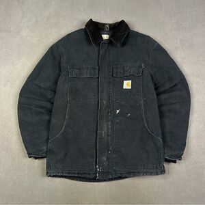 Carhartt Black Work Wear Jacket with Corduroy Collar